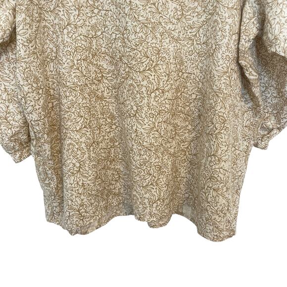 Pure Jill Paisley Organic Cotton 3/4 Sleeve Top Brown Womens Size Large - Picture 7 of 12